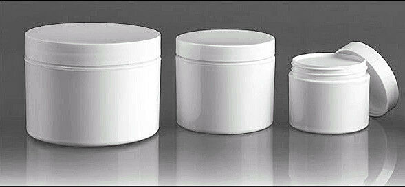 2, 4 Or 8oz  White Pet Straight Sided Plastic  Jars W/smooth Plastic White Cap