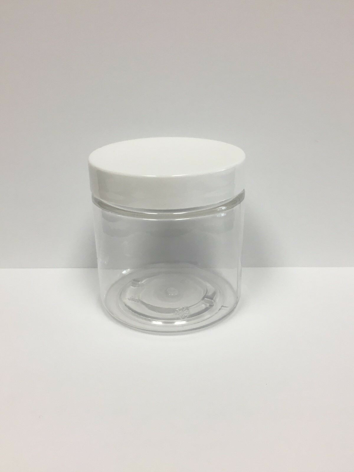 4oz Clear Round Pet Plastic Jars W/ White Cap