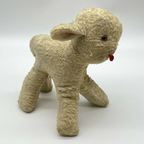 Vintage 1950’s Trudy Toys White Lamb Sheep With Jingle Ear