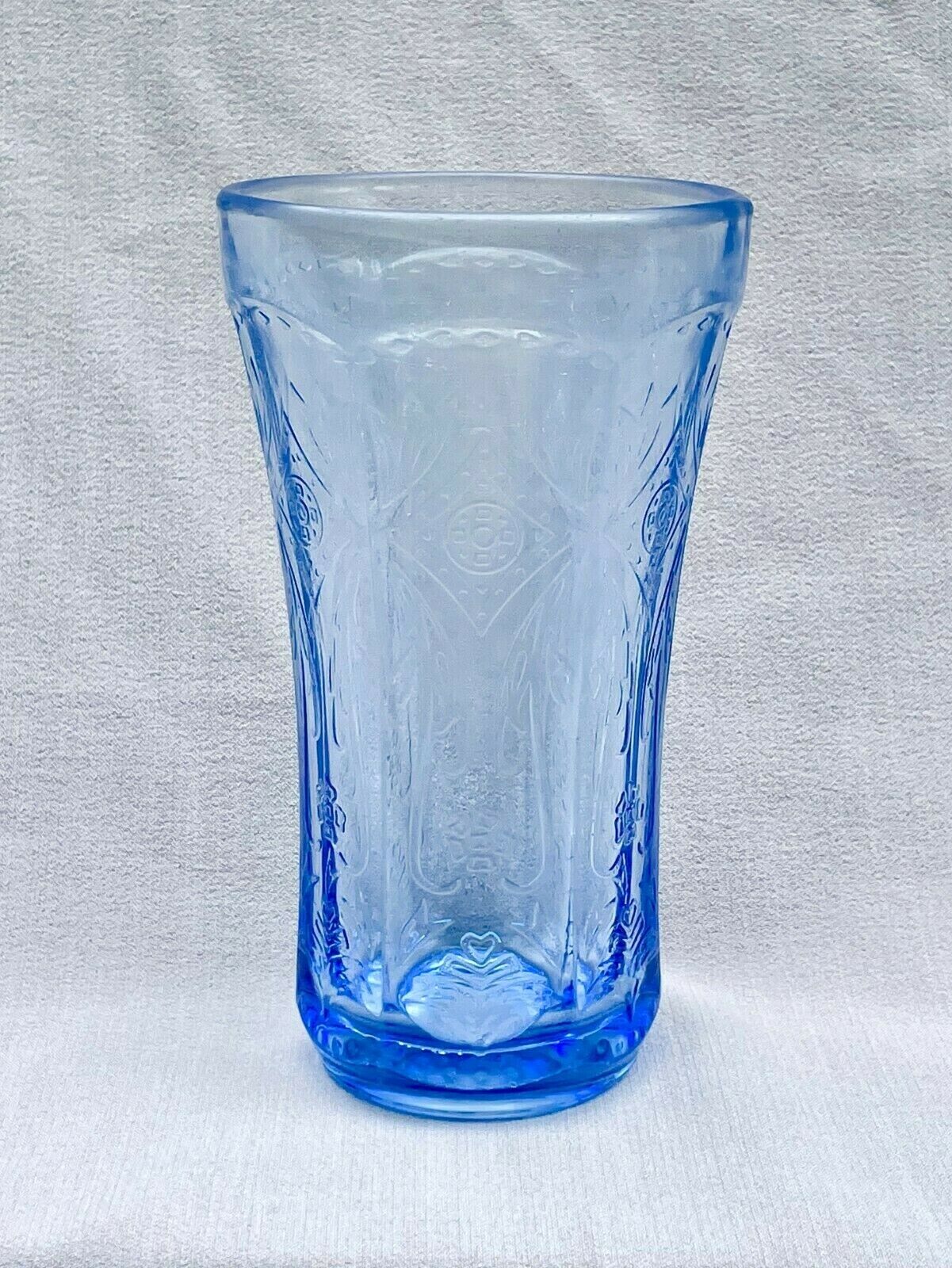 Antique Vintage Federal Blue 'madrid' Pattern Soda Fountain Glass Indiana Glass